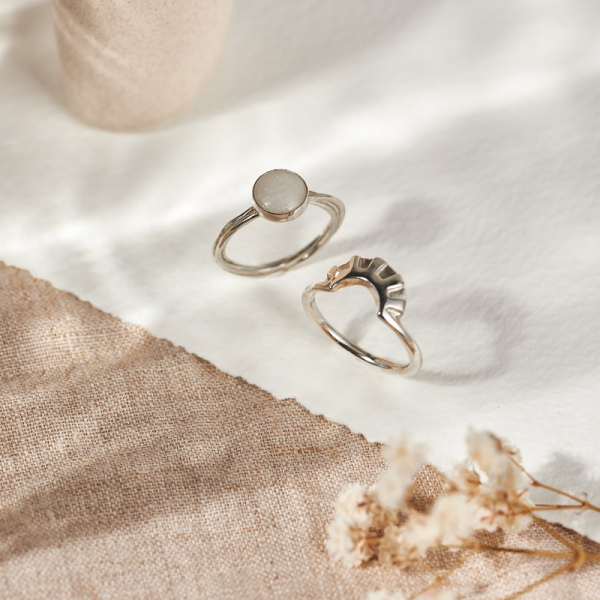 Entwined Breastmilk Ring & Sunbeam Stacking Ring