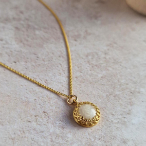 Gold Vermeil Breastmilk Circle Crown Necklace
