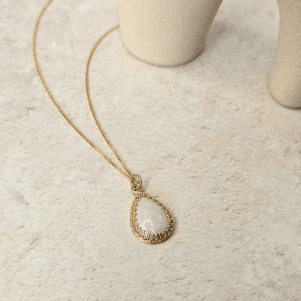 Gold Vermeil Breastmilk Teardrop Crown Necklace - Image 4