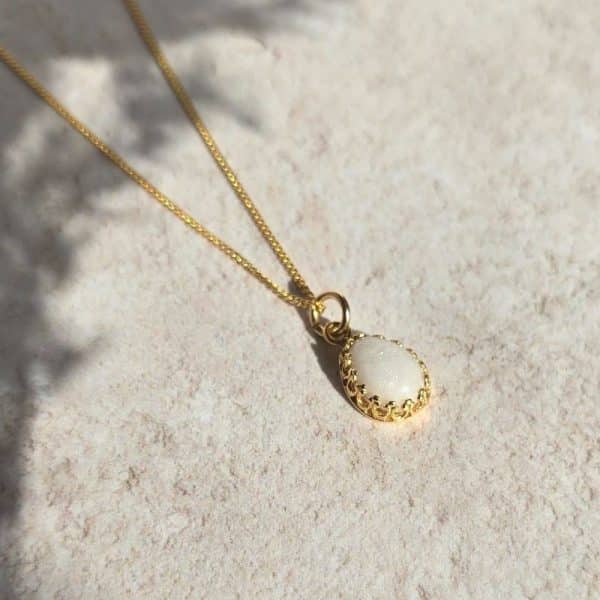 Gold Vermeil Breastmilk Teardrop Crown Necklace - Image 3