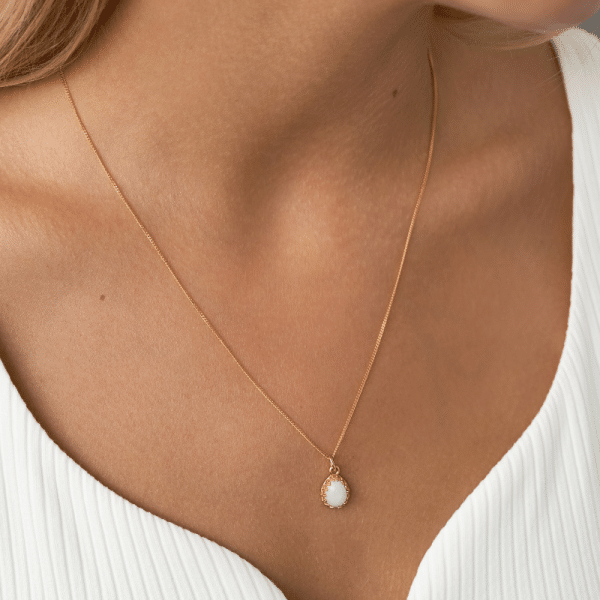 Gold Vermeil Breastmilk Teardrop Crown Necklace