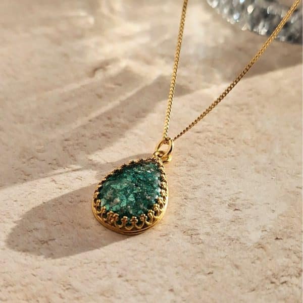 Gold Vermeil Ashes Teardrop Crown Necklace